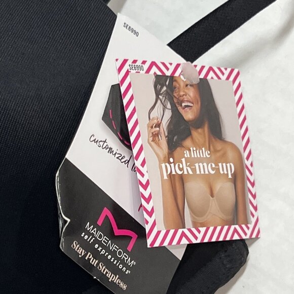 Maidenform Bra Womens 34B Black Self Expressions Womens Stay Put Strapless - Picture 5 of 5